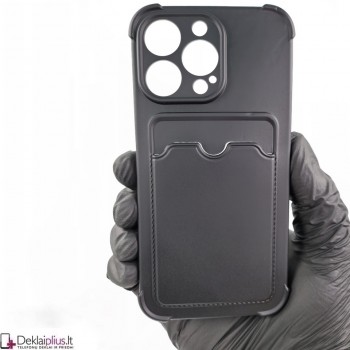 Anti-Shock dėklas su kišenėle - juodas (Apple Iphone 13 Pro)